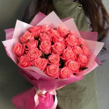 Розовые розы 50 см 25 шт. (Россия) код  44770