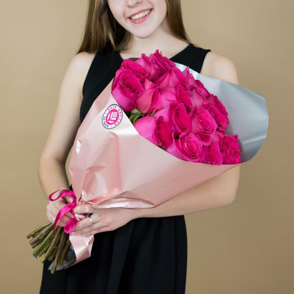 Букет из розовых роз 21 шт. (40 см) артикул  11814t