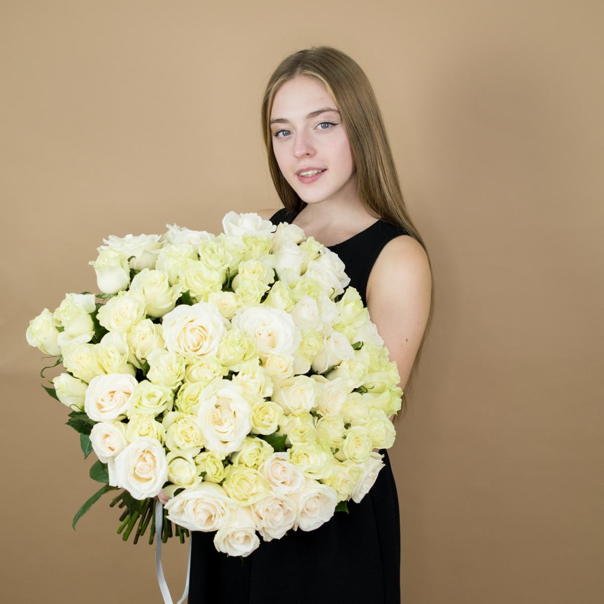 Букет из белых роз 101 шт 40 см (Эквадор) № - 12210