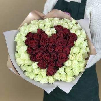 Букет 101 роза (Кения) в виде Сердца Артикул  15444tv
